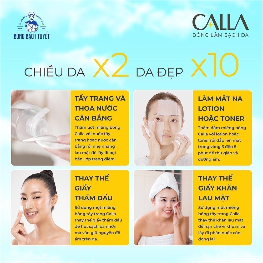 Ảnh Bông tẩy trang làm sạch da Bông Bạch Tuyết Calla mềm mịn (250gr/túi) 3