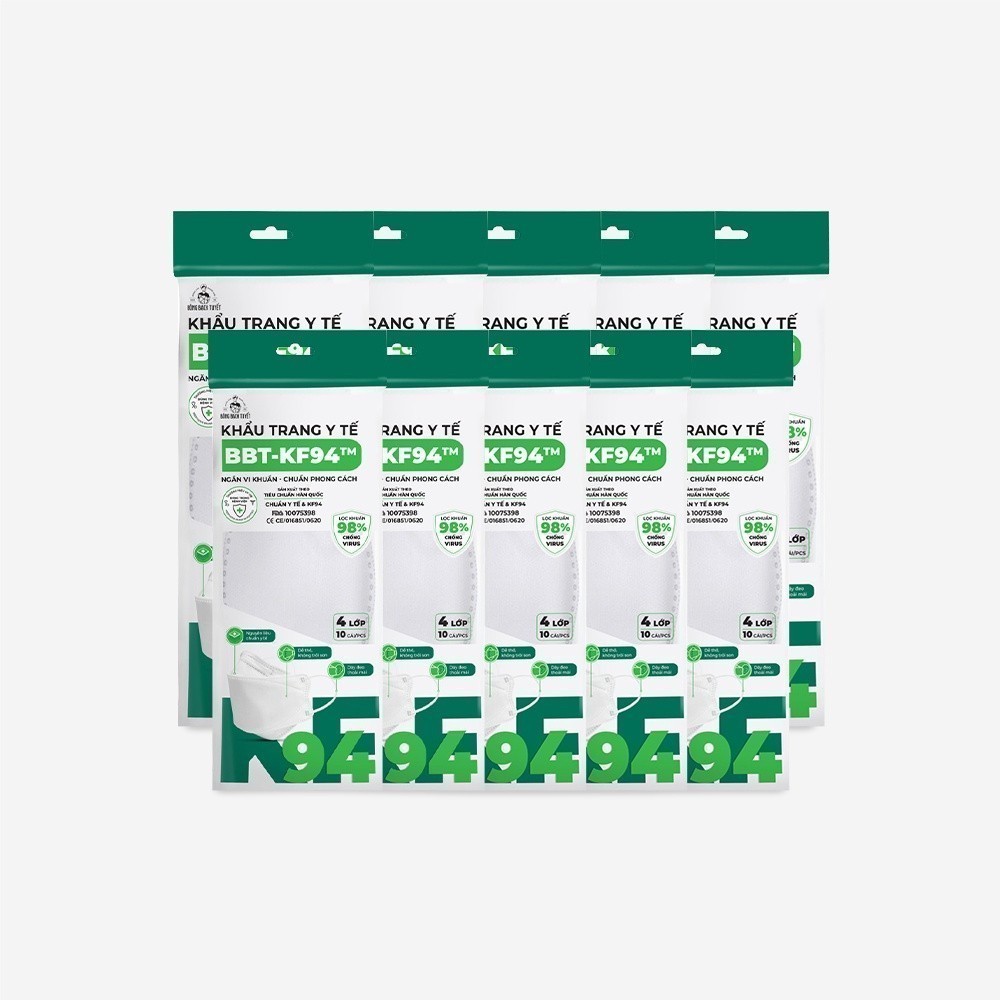 Ảnh Combo 10 Gói Khẩu trang Bông Bạch Tuyết KF94 4 lớp trắng (10 cái/gói) 3
