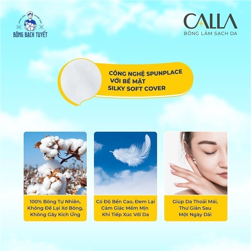 Ảnh Combo 2 túi Bông tẩy trang làm sạch da Bông Bạch Tuyết Calla mềm mịn (250gr/túi) 4