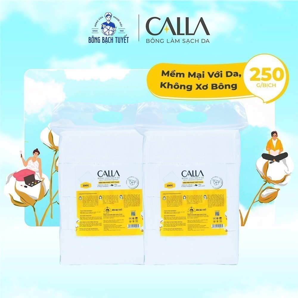 Ảnh Combo 2 túi Bông tẩy trang làm sạch da Bông Bạch Tuyết Calla mềm mịn (250gr/túi) 3