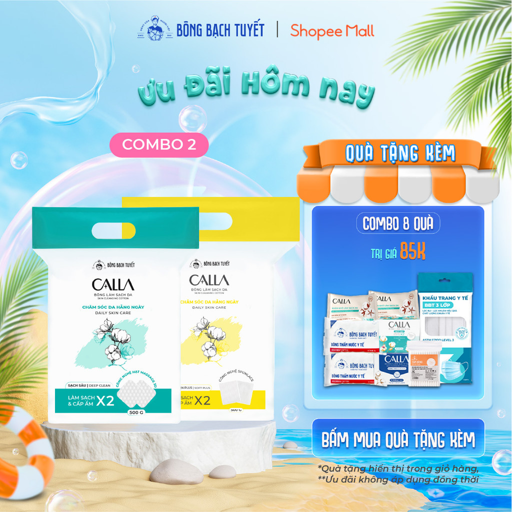 Ảnh Combo 2 túi Bông tẩy trang làm sạch da Bông Bạch Tuyết Calla Sạch Sâu và Mềm Mịn (500gr/túi) 1