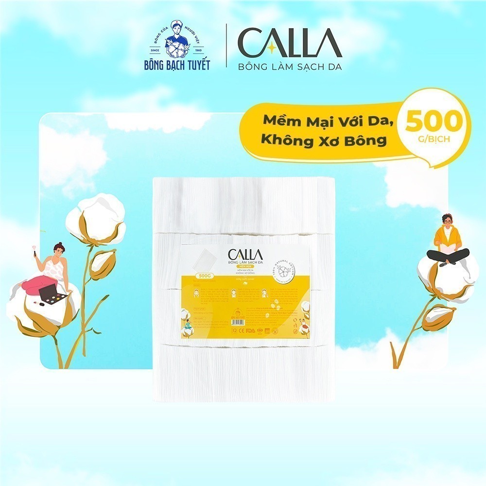 Ảnh Bông tẩy trang làm sạch da Bông Bạch Tuyết Calla Mềm Mịn 500Gr 4