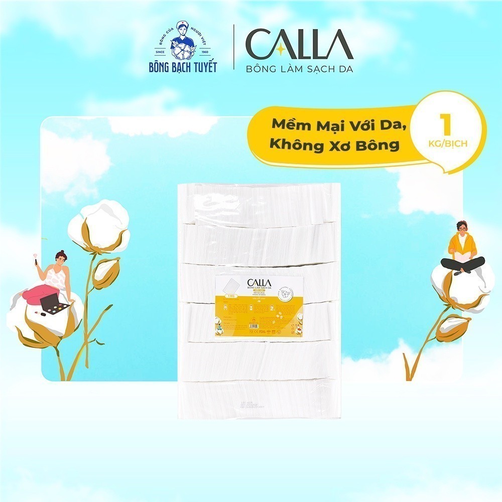 Ảnh Bông tẩy trang làm sạch da Bông Bạch Tuyết Calla Mềm Mịn 1Kg 3