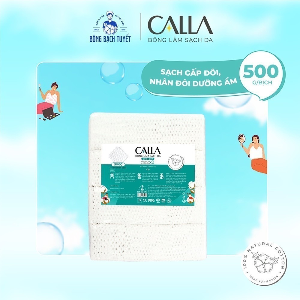 Ảnh Bông tẩy trang làm sạch da Bông Bạch Tuyết Calla Sạch Sâu 500Gr 4