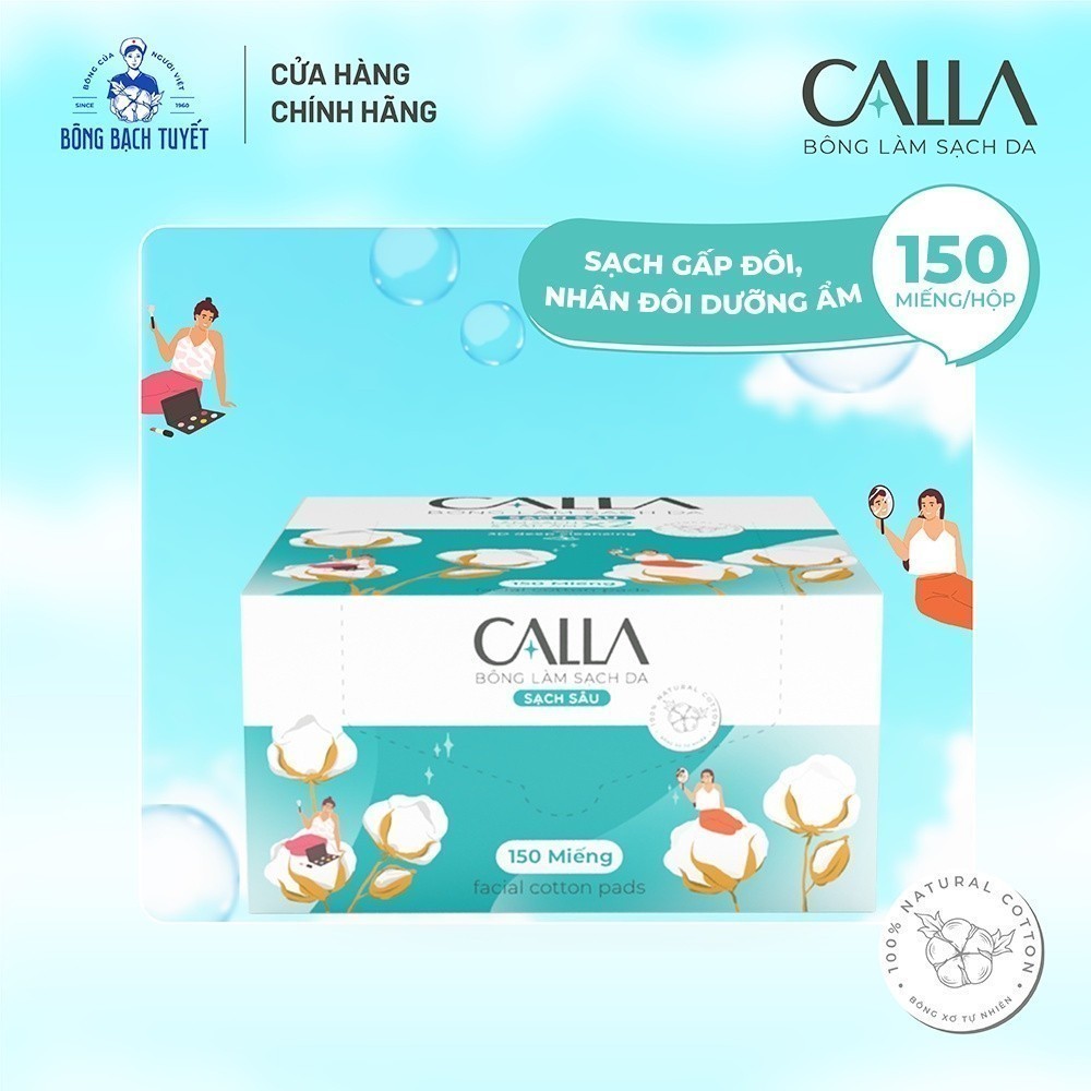 Ảnh Bông tẩy trang làm sạch da Bông Bạch Tuyết Calla Sạch Sâu 150 miếng/hộp 3