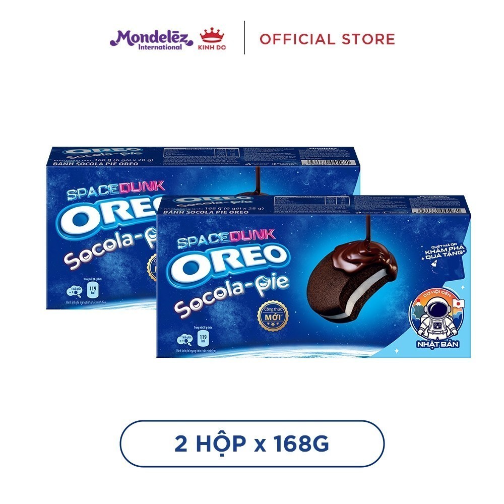 Ảnh Bánh Socola Pie OREO Vị Vani/Dâu , Combo 2 Hộp X 168G - phiên bản OREO Originial/ SPACE DUNK 1