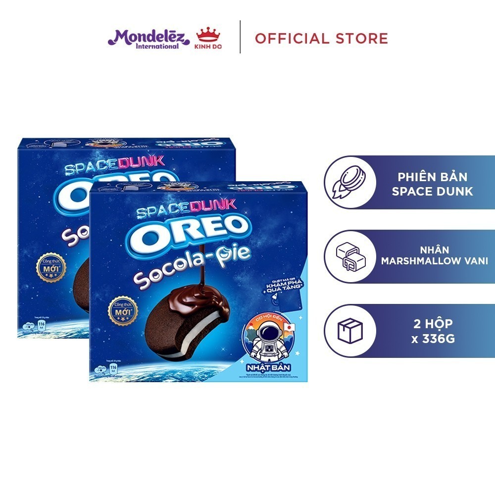 Ảnh Bánh Socola Pie OREO Vị Vani/Dâu , Combo 2 Hộp X 336G - phiên bản OREO Original/ SPACE DUNK 2