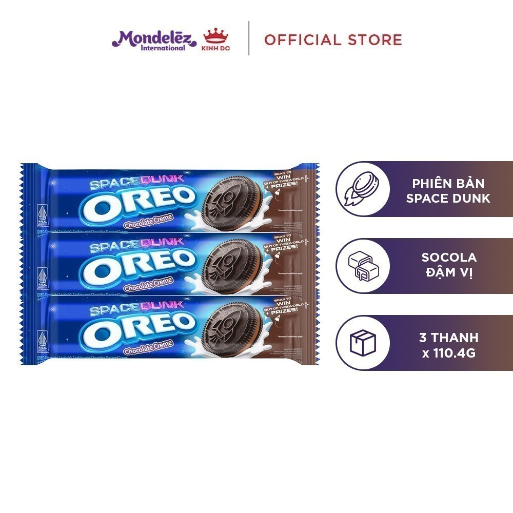 Ảnh Bánh Quy OREO Vị Dâu/Vani/Chocolate/Spaceburst Cream , Combo 3 Thanh X 110.4G - phiên bản OREO SPACE DUNK 2