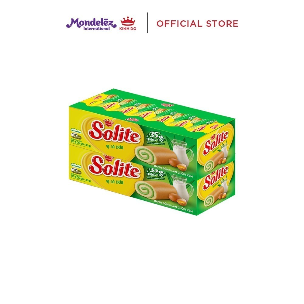 Ảnh Combo 2 Hộp Bánh Bông Lan Cuộn Kem Solite Vị Lá Dứa/ Bơ Sữa/ Dâu, Hộp 2X360G 1
