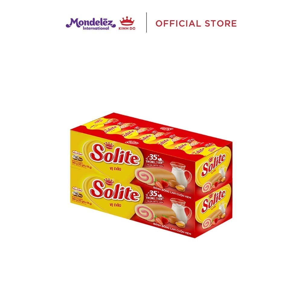 Ảnh Combo 2 Hộp Bánh Bông Lan Cuộn Kem Solite Vị Lá Dứa/ Bơ Sữa/ Dâu, Hộp 2X360G 3
