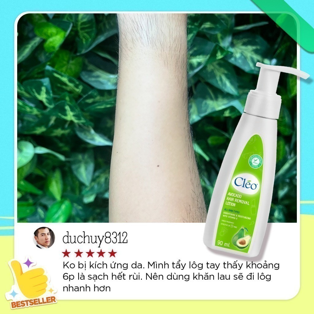 Ảnh Kem bơ tẩy lông Cléo Lotion dạng sữa cho mọi loại da - sạch lông sáng mịn trong 4 phút 90ML 4