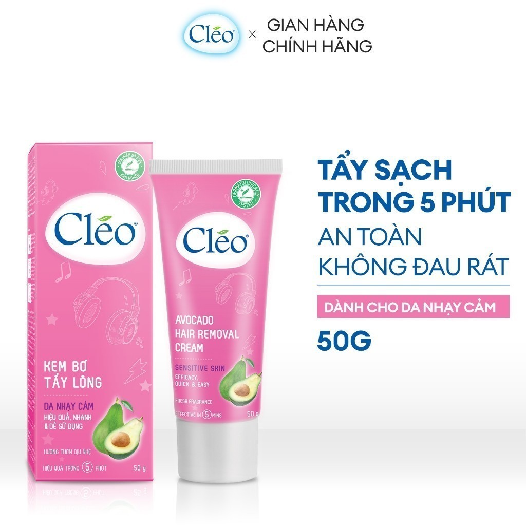 Ảnh Combo Kem Tẩy Lông Cho Da Nhạy Cảm Cleo Avocado Hair Removal Cream Sensitive Skin 50g và gel dưỡng sau tẩy lông 20g 1