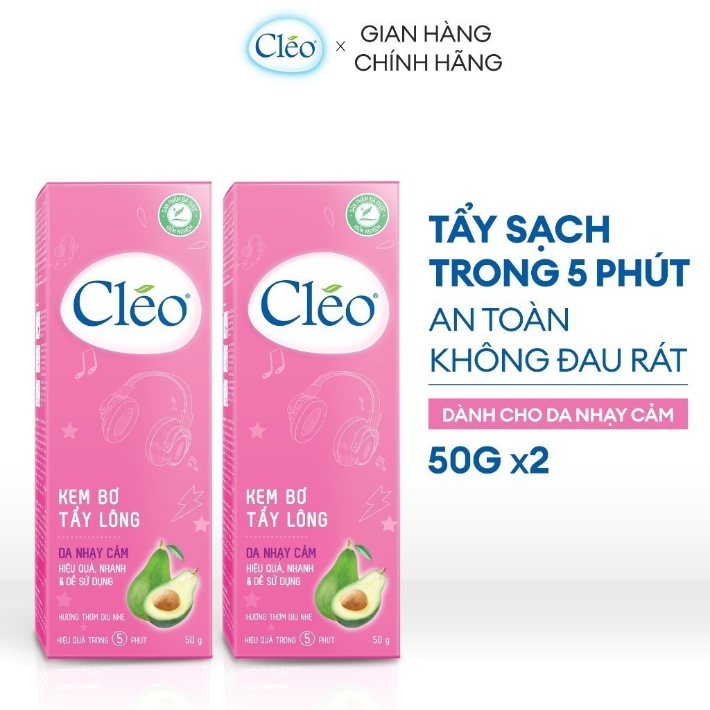 Ảnh Combo 02 Kem Tẩy Lông Cho Da Nhạy Cảm Cleo Avocado Hair Removal Cream 50g/ tuýp 1