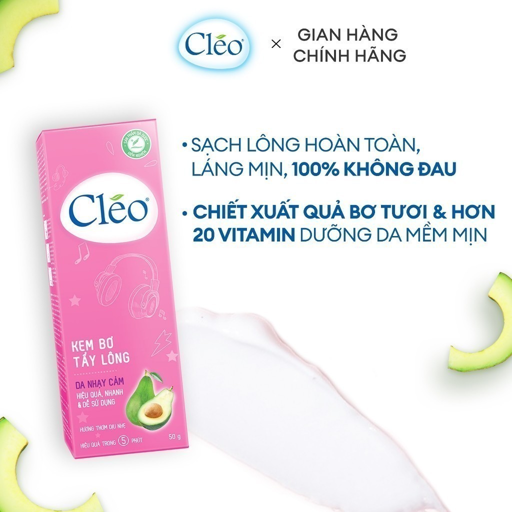 Ảnh Combo 02 Kem Tẩy Lông Cho Da Nhạy Cảm Cleo Avocado Hair Removal Cream 50g/ tuýp 2