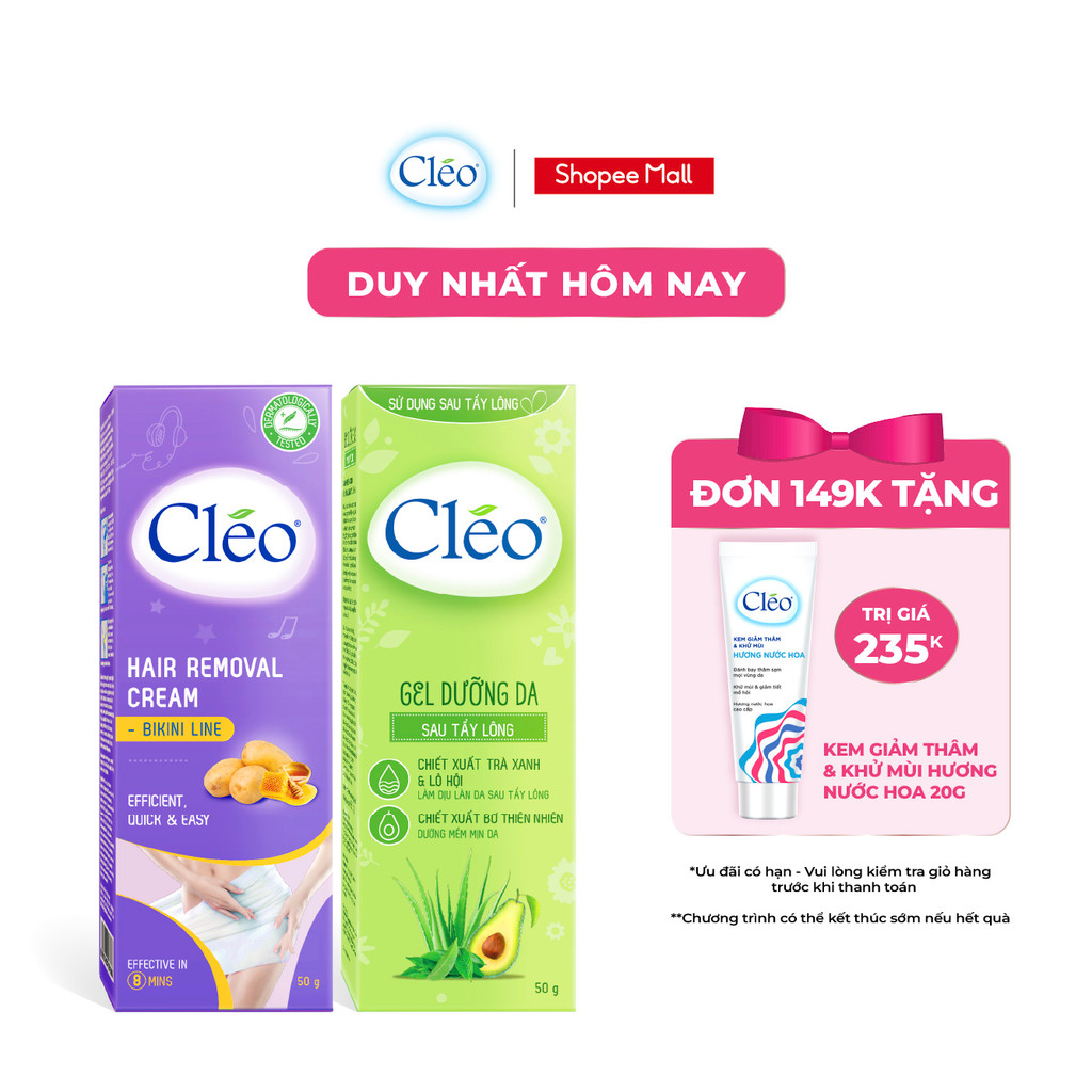 Ảnh Combo Kem Tẩy Lông Chuyên Vùng Viền Bikini Cléo Avocado Hair Removal Bikini Line 50G & Gel Dưỡng Dịu Da Sau Tẩy 50G 1