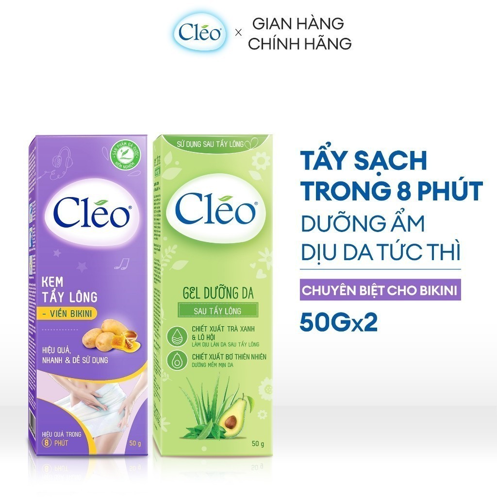 Ảnh Combo Kem Tẩy Lông Chuyên Vùng Viền Bikini Cléo Avocado Hair Removal Bikini Line 50G & Gel Dưỡng Dịu Da Sau Tẩy 50G 2