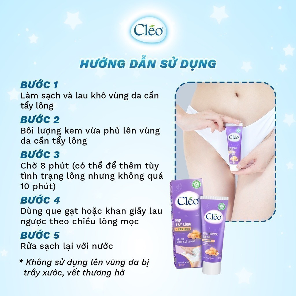 Ảnh Combo Kem Tẩy Lông Chuyên Vùng Viền Bikini Cléo Avocado Hair Removal Bikini Line 50G & Gel Dưỡng Dịu Da Sau Tẩy 50G 3