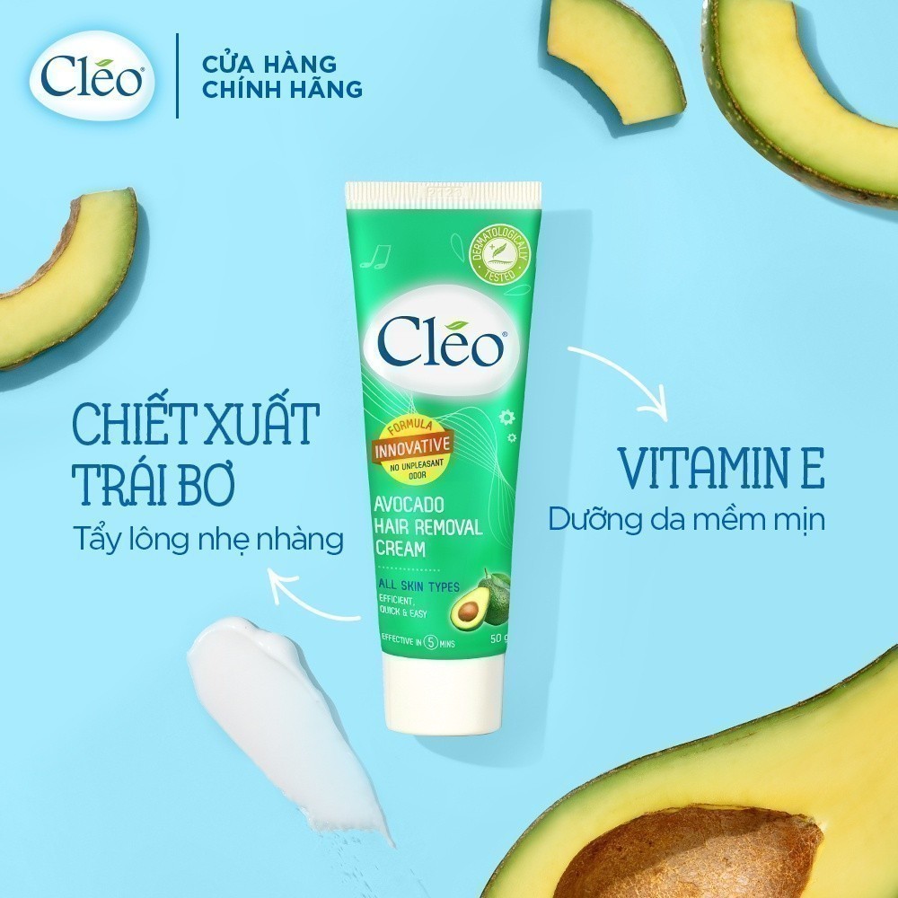 Ảnh Kem Tẩy Lông cho da nhạy cảm và mọi loại da công thức cải tiến mùi hương dễ chịu Cléo Avocado Hair Removal 50G 3