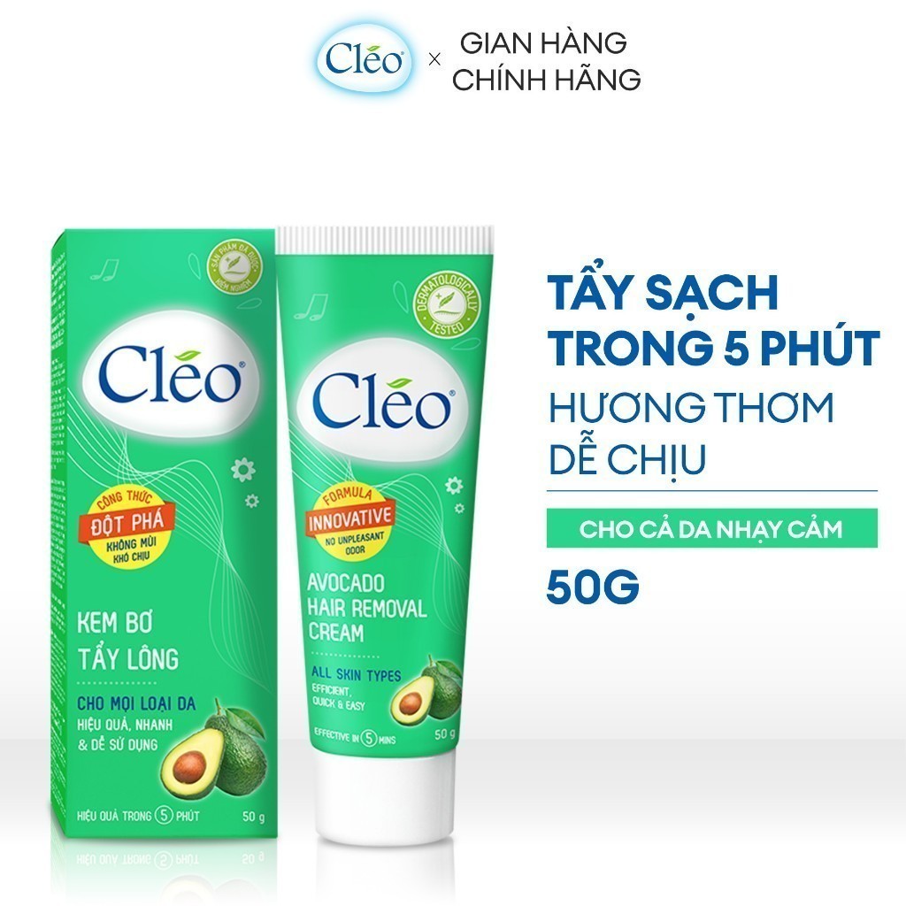 Ảnh Kem Tẩy Lông cho da nhạy cảm và mọi loại da công thức cải tiến mùi hương dễ chịu Cléo Avocado Hair Removal 50G 1