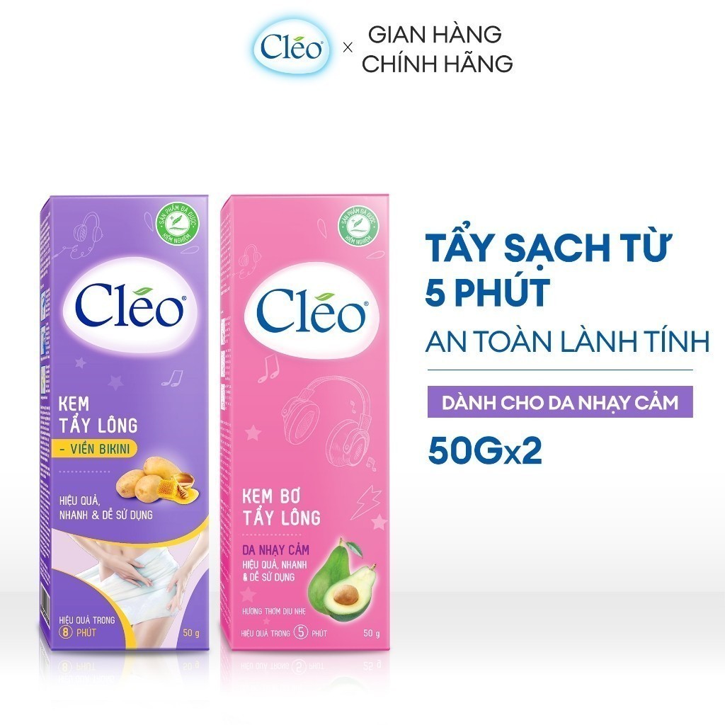 Ảnh Bộ kem tẩy lông Cleo 50g cho viền bikini và kem tẩy lông nách Cleo 50g cho da nhạy cảm 1