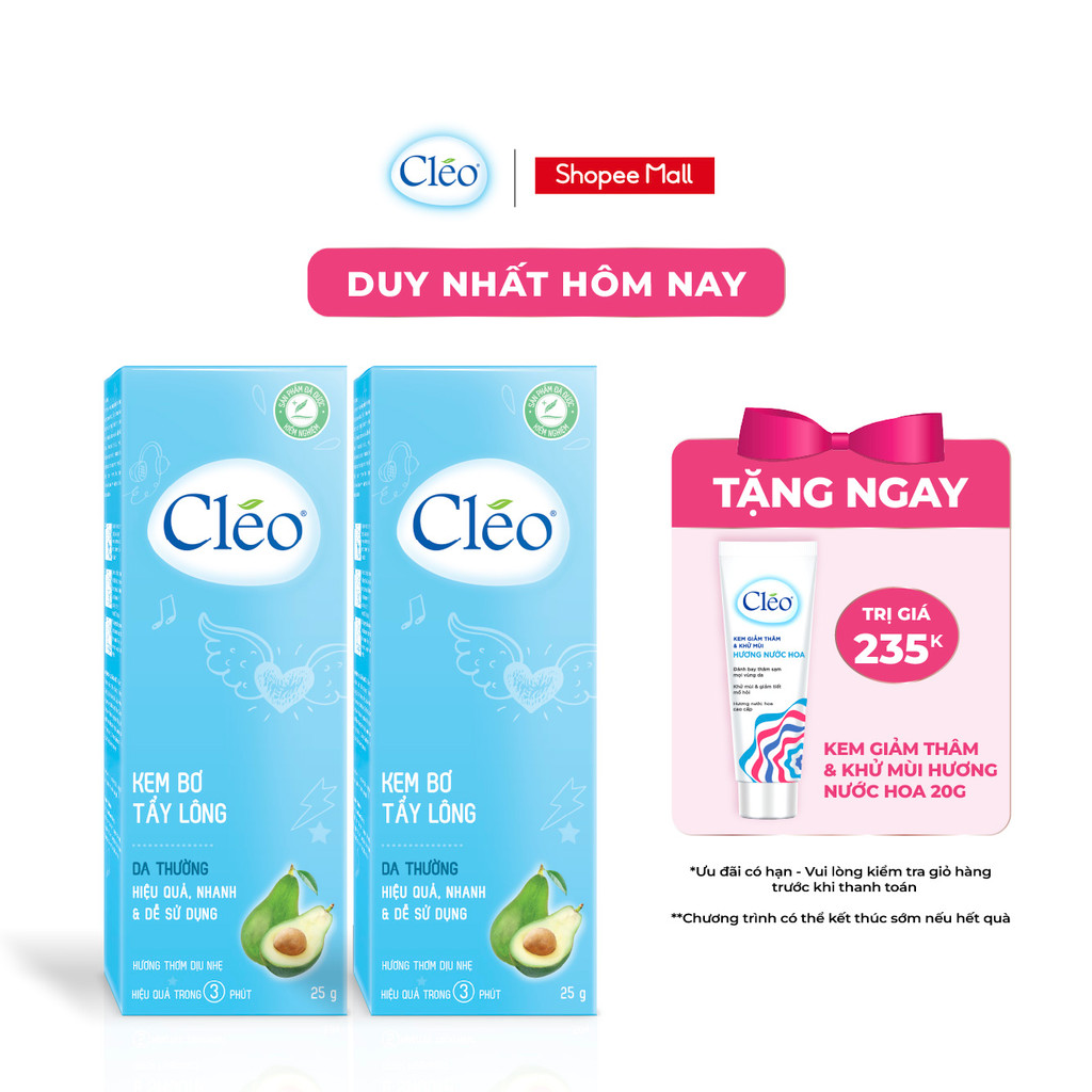 Ảnh Combo 02 hộp Kem Tẩy Lông Cho Da Thường Cleo Avocado Hair Removal Cream Normal Skin 50g/hộp tẩy lông chân, tay, nách,... 1