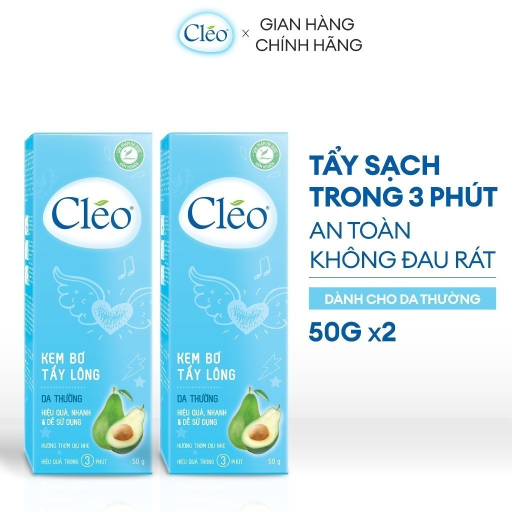 Ảnh Combo 02 hộp Kem Tẩy Lông Cho Da Thường Cleo Avocado Hair Removal Cream Normal Skin 50g/hộp tẩy lông chân, tay, nách,... 2