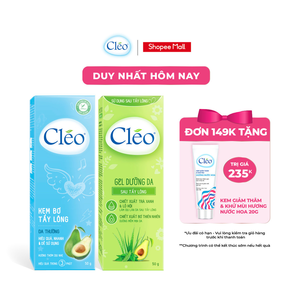 Ảnh Combo Kem Tẩy Lông Cho Da Thường Cléo Avocado Hair Removal Cream Normal Skin 50g và Gel Dưỡng Dịu Da Sau Tẩy Lông 50g 1