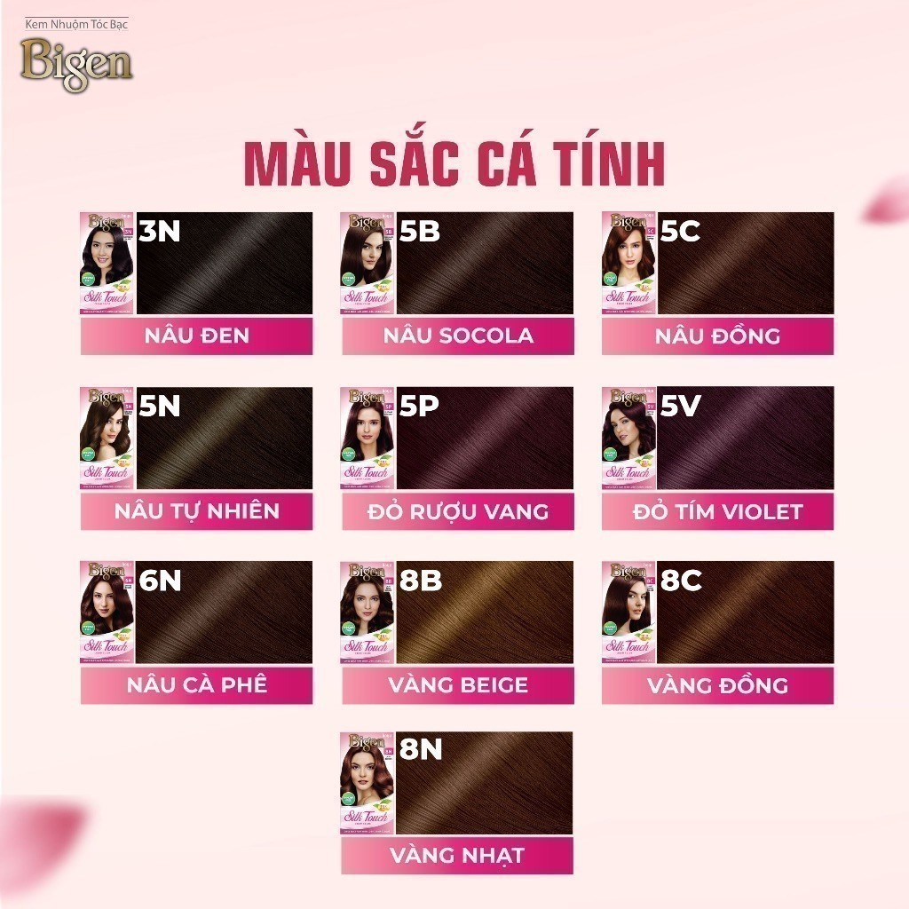 Ảnh Thuốc Nhuộm Tóc Phủ Bạc Dạng Kem Bigen Silk Touch - Thảo Dược Dưỡng Tóc Đa Dạng Màu Thời Trang Cho Tóc Dài và Dày 135ml 4