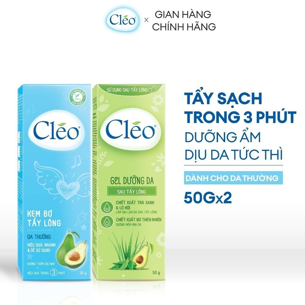 Ảnh Combo Kem Tẩy Lông Cho Da Thường Cléo Avocado Hair Removal Cream Normal Skin 50g và Gel Dưỡng Dịu Da Sau Tẩy Lông 50g 2