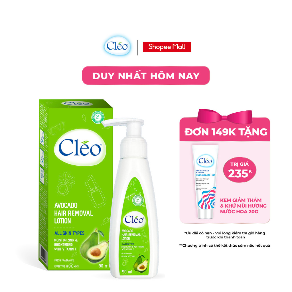 Ảnh Kem Tẩy Lông Cho Mọi Loại Da Cléo Avocado Lotion Hair Removal All Skin Type 90ML 1
