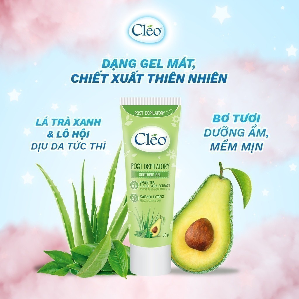 Ảnh Gel dưỡng da sau tẩy lông Cléo cho mọi loại da làm dịu mát tức thì, dưỡng da mềm mịn 50G 3