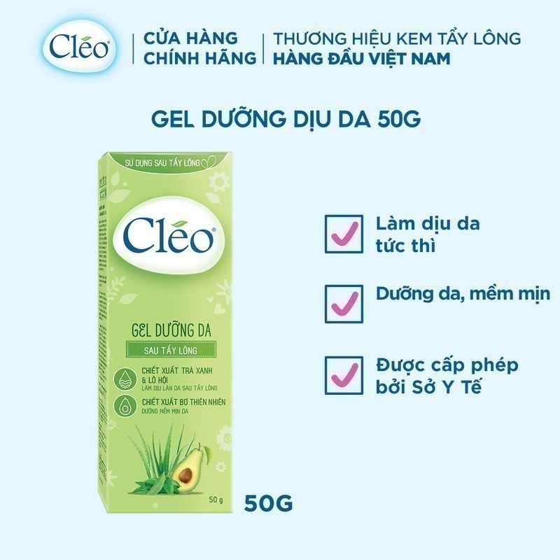 Ảnh Gel dưỡng da sau tẩy lông Cléo cho mọi loại da làm dịu mát tức thì, dưỡng da mềm mịn 50G 2