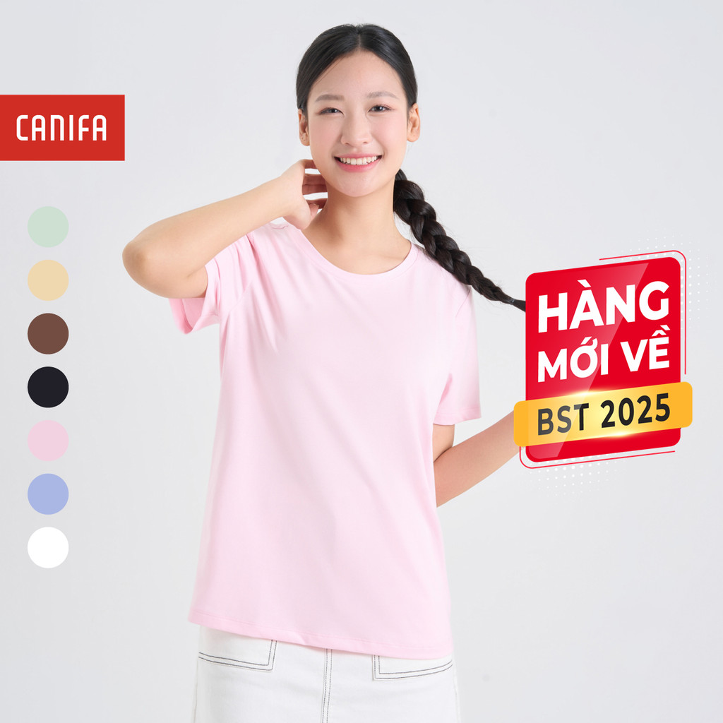 Ảnh Áo phông nữ CANIFA thun chất liệu cotton pha cổ tròn tay cộc MS25 6TS25A001 1