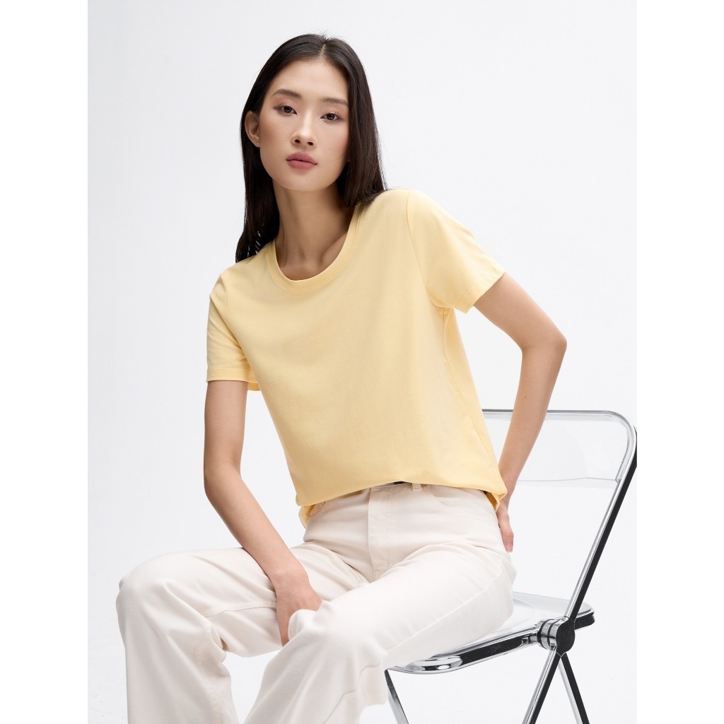 Ảnh Áo phông nữ CANIFA cổ tròn trơn form rộng dáng cơ bản 6TS25A001 2