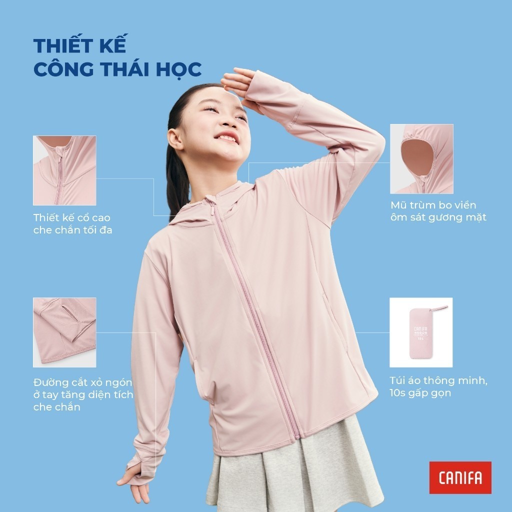 Ảnh Áo khoác chống nắng trẻ em 2025 CANIFA dài tay có mũ co giãn 3OT25S001 4