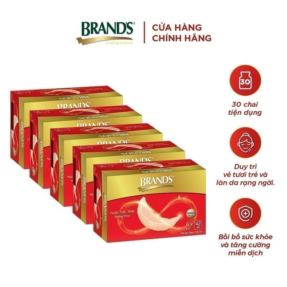 Ảnh Combo 5 nước yến thật BRAND'S đường phèn (42 ml x 30 lọ) 1