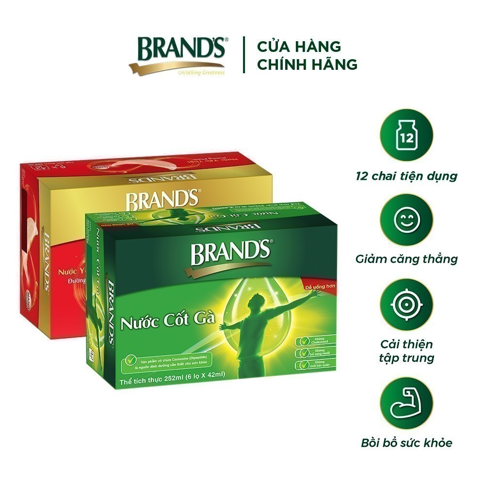 Ảnh Combo 1 Hộp nước cốt gà BRAND'S vị truyền thống 42 ml và 1 hộp nước yến thật BRAND'S đường phèn 42 ml 1