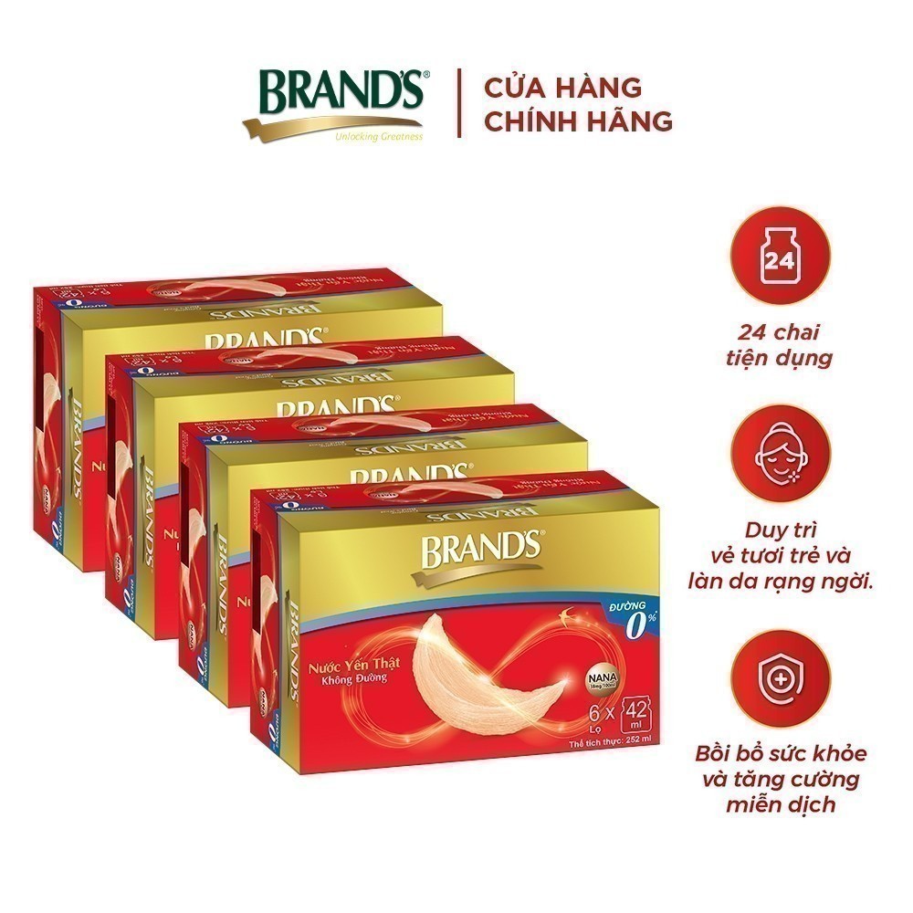 Ảnh Combo 4 nước yến thật BRAND'S không đường (42 ml x 24 lọ) 1