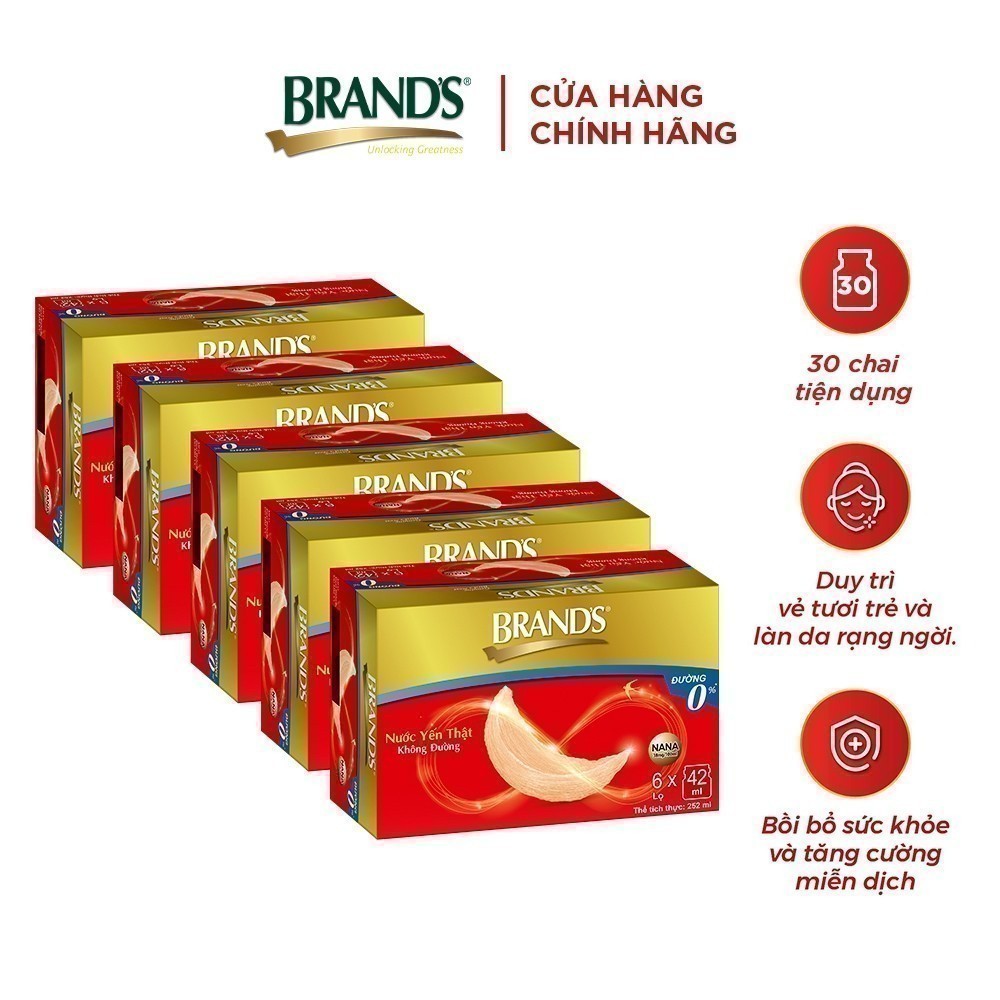 Ảnh Combo 5 nước yến thật BRAND'S không đường (42 ml x 30 lọ) 1