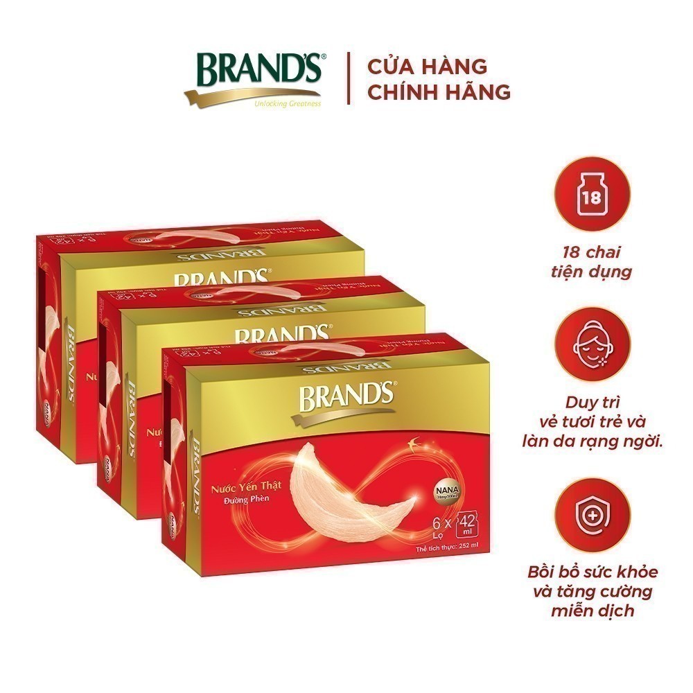 Ảnh Combo 3 Nước yến thật BRAND'S Đường Phèn (42 ml x 6 lọ) 1