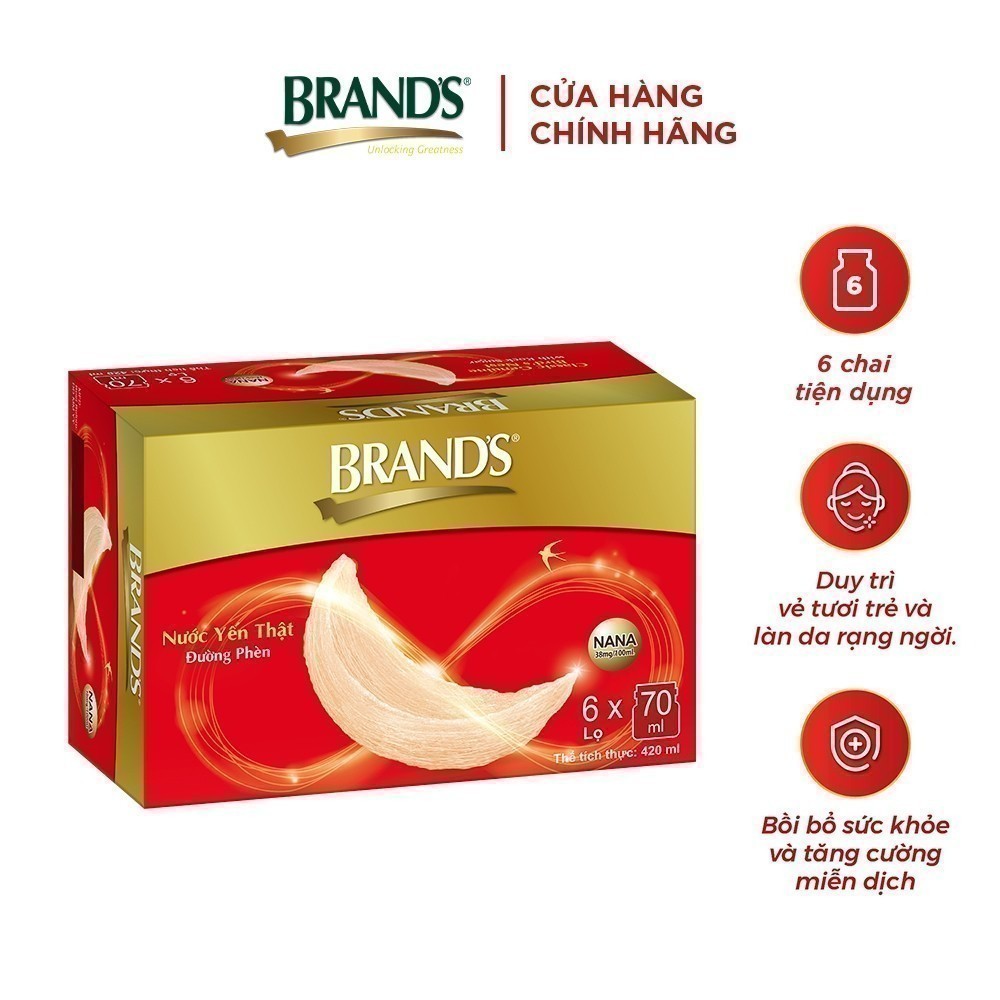 Ảnh Nước yến thật BRAND'S Đường Phèn (70 ml x 6 lọ) 1