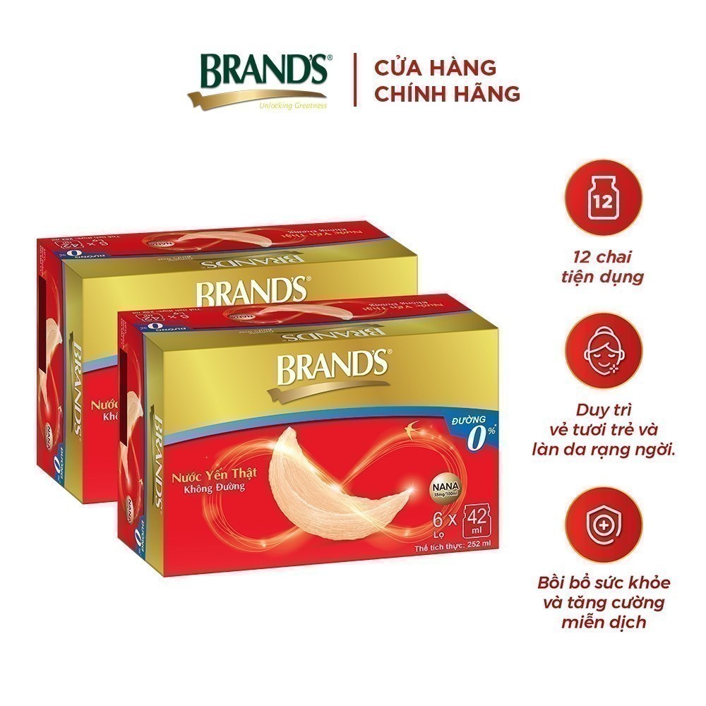 Ảnh Combo 2 Nước yến thật BRAND'S Không Đường (42 ml x 6 lọ) 1
