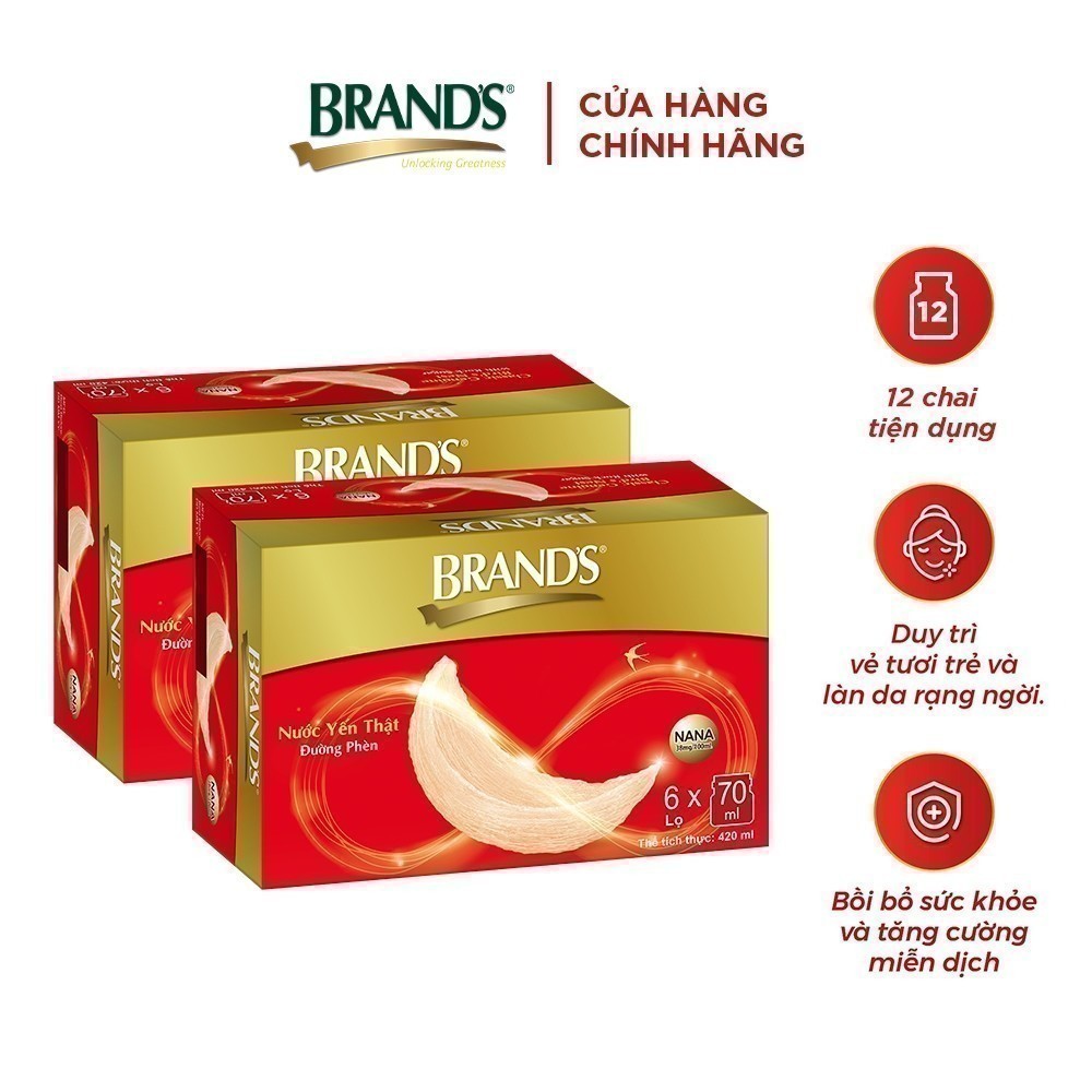 Ảnh Combo 2 Nước yến thật BRAND'S Đường Phèn (70 ml x 6 lọ) 1