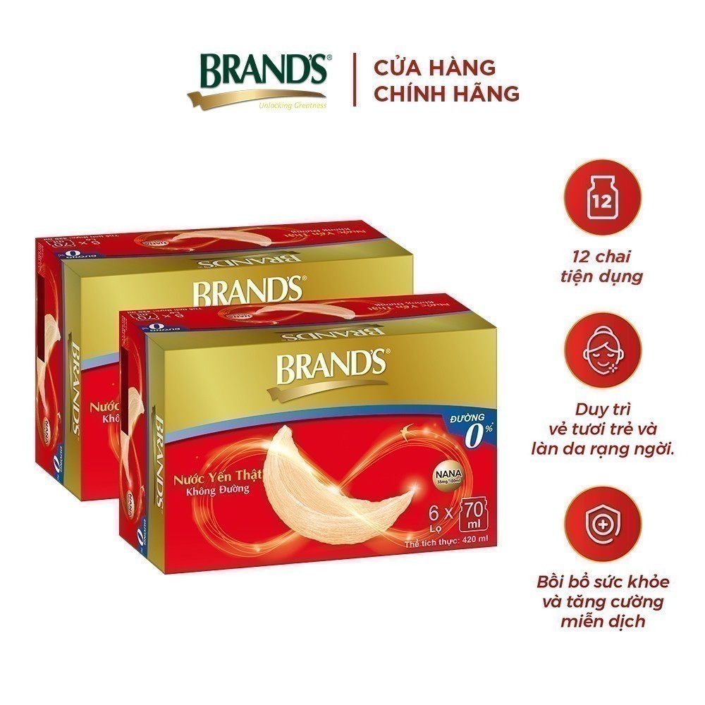 Ảnh Combo 2 Nước yến thật BRAND'S Không Đường (70 ml x 6 lọ) 1