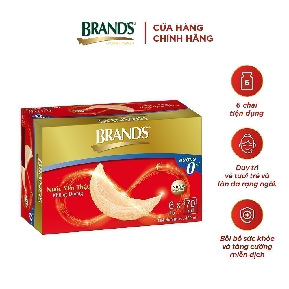 Ảnh Nước yến thật BRAND'S Không Đường (70 ml x 6 lọ) 1