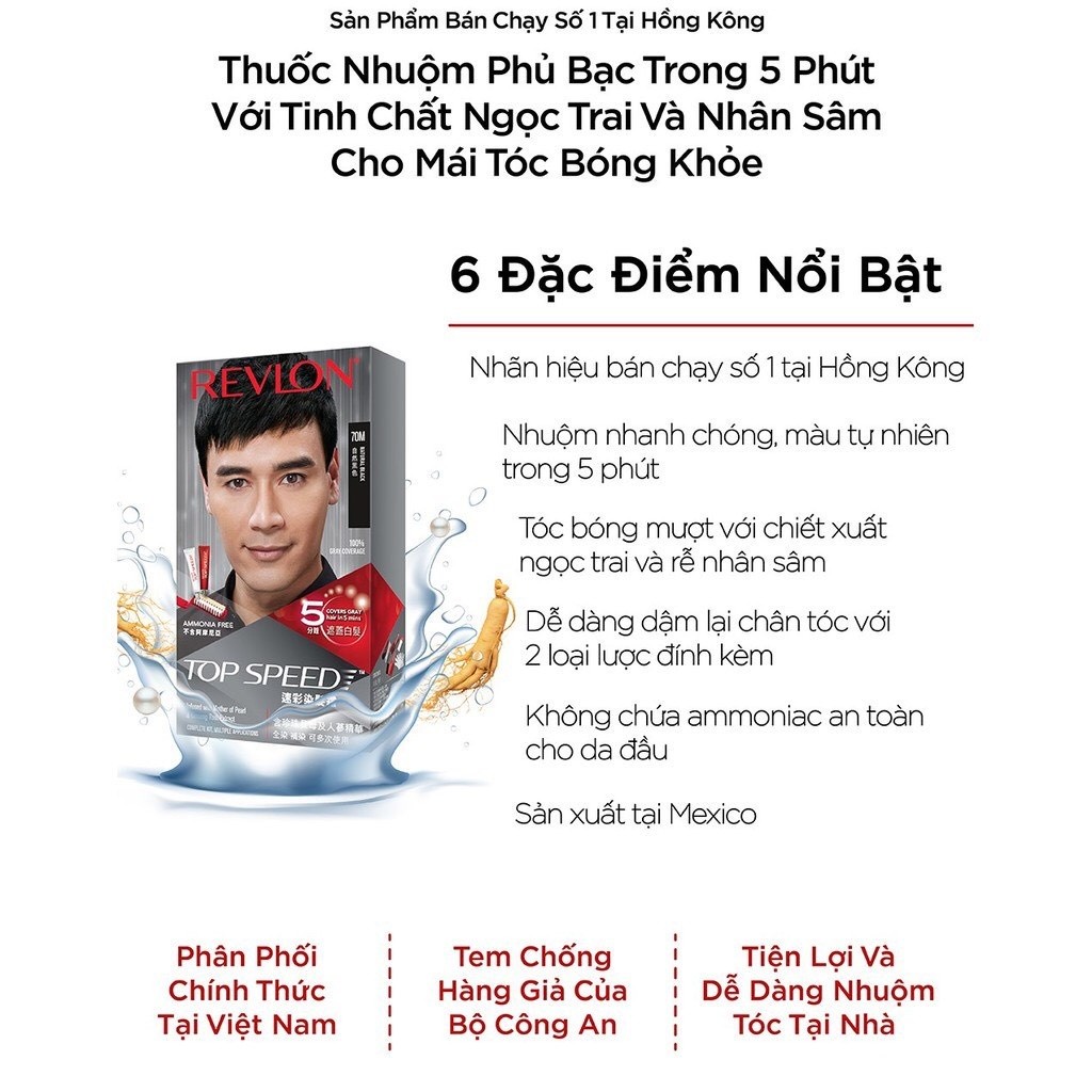 Ảnh Nhuộm Tóc Phủ Bạc Revlon TopSpeed Dành Cho Nam (120ml) 1