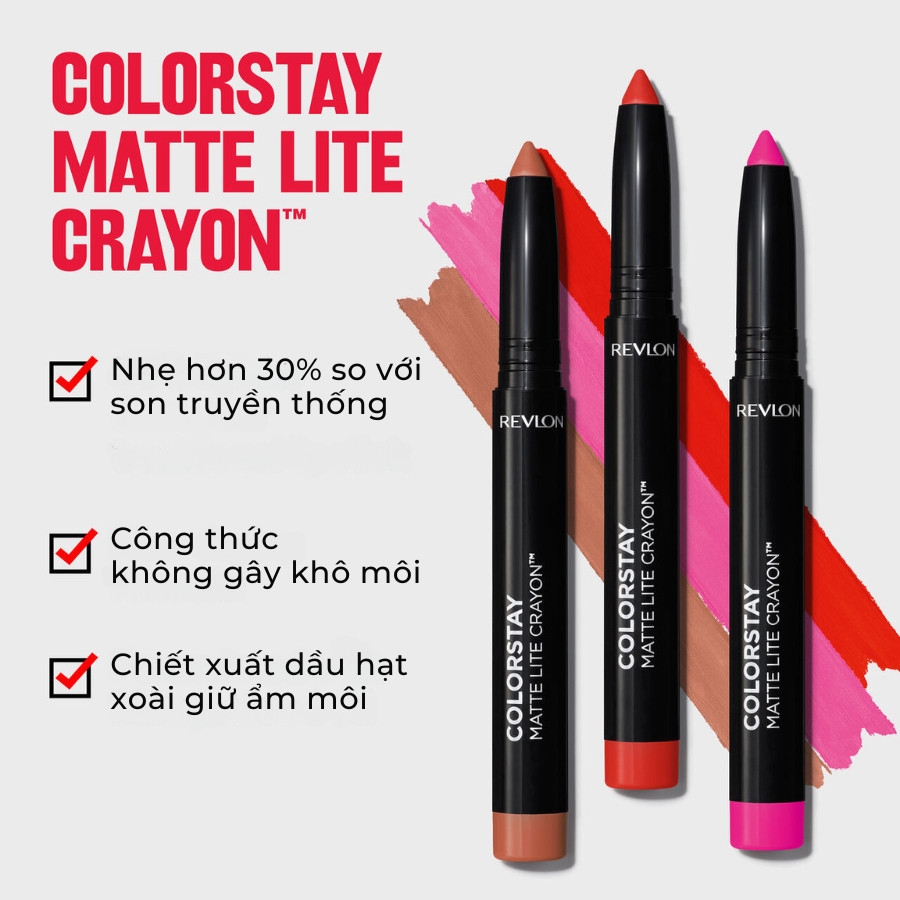 Ảnh Son Bút Chì Lì Mịn Lâu Phai Revlon Colorstay Matte Lite Crayon (1.4g) 3