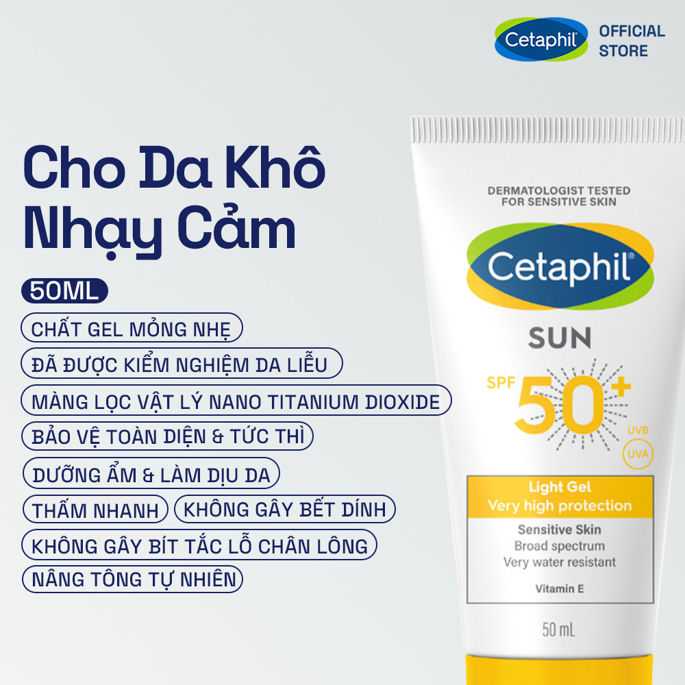 Ảnh Gel chống nắng vật lý dưỡng ẩm 2in1 dịu lành cho da thiên khô nhạy cảm Cetaphil Sun SPF 50+ Light Gel 50ML 2