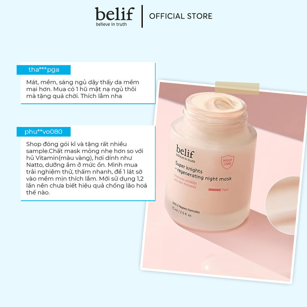 Ảnh Mặt nạ ngủ tái sinh và chống lão hóa belif Regenerating Mask 75ml 3