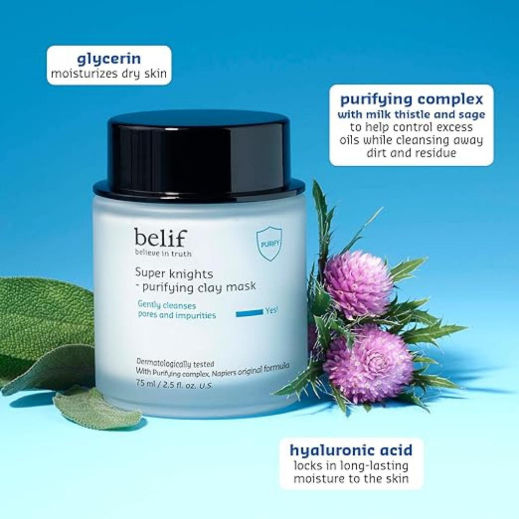 Ảnh Mặt nạ đất sét thanh lọc và làm sạch lỗ chân lông belif Super Knights Purifying Clay Mask 75ml 4